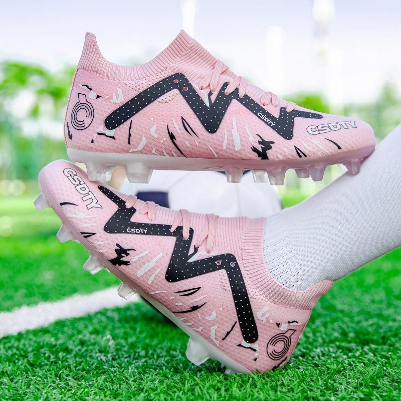 33-45Kids Chuteiras de Futebol Borracha Sola Macia Ponta Curta Couro Artificial Gramado Juvenil Crianças Futebol Sapatos Masculinos Esportes Tamanho Grande Futebol Sapatos