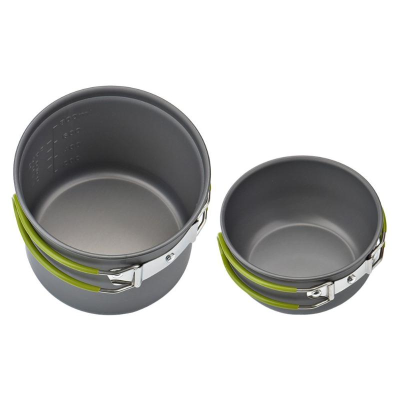 Outdoor Set Pot 1-2 Person Portable Camping Cookware with Tableware