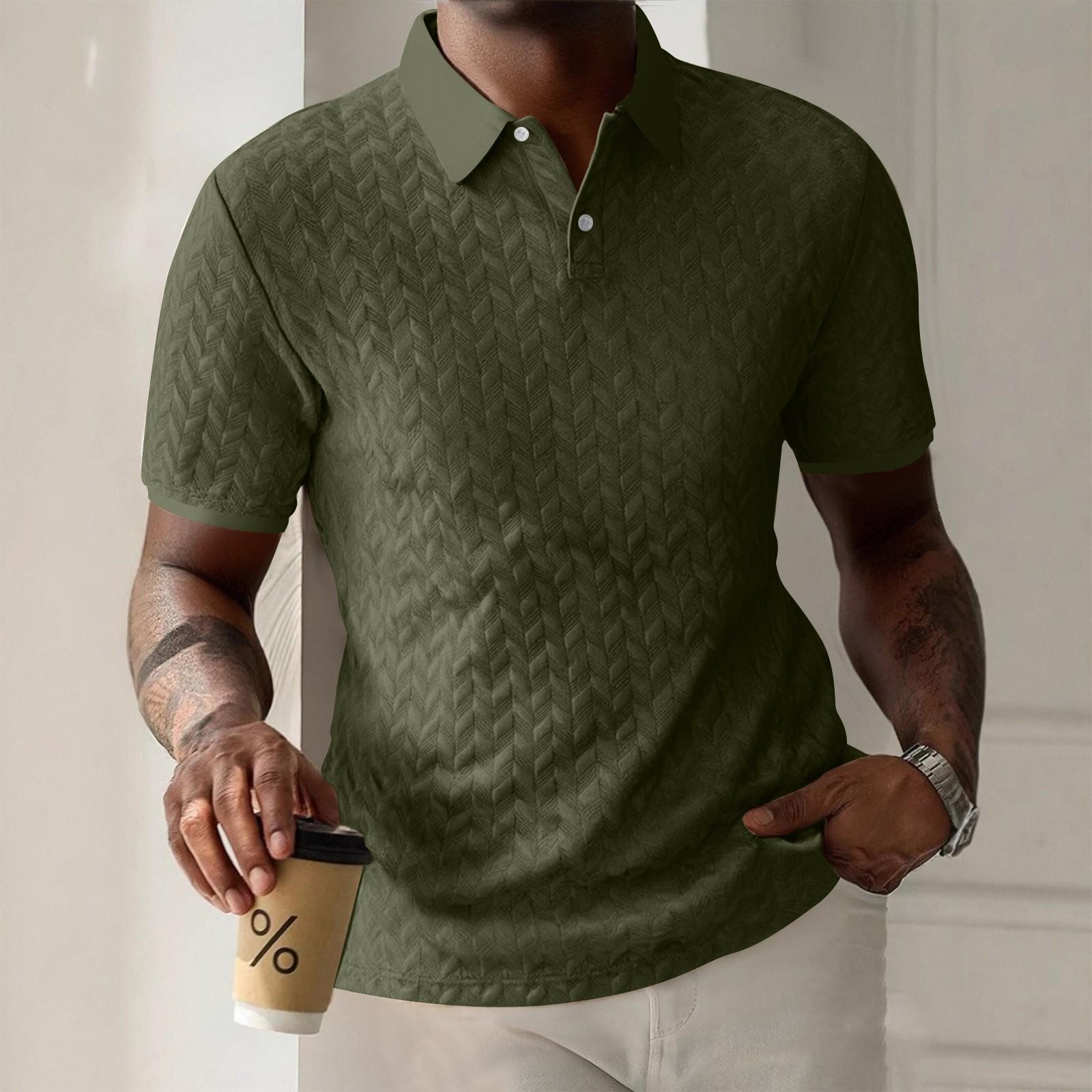 

Мужская летняя рубашка поло с коротким рукавом, однотонная, повседневная, с карманом на пуговицах L