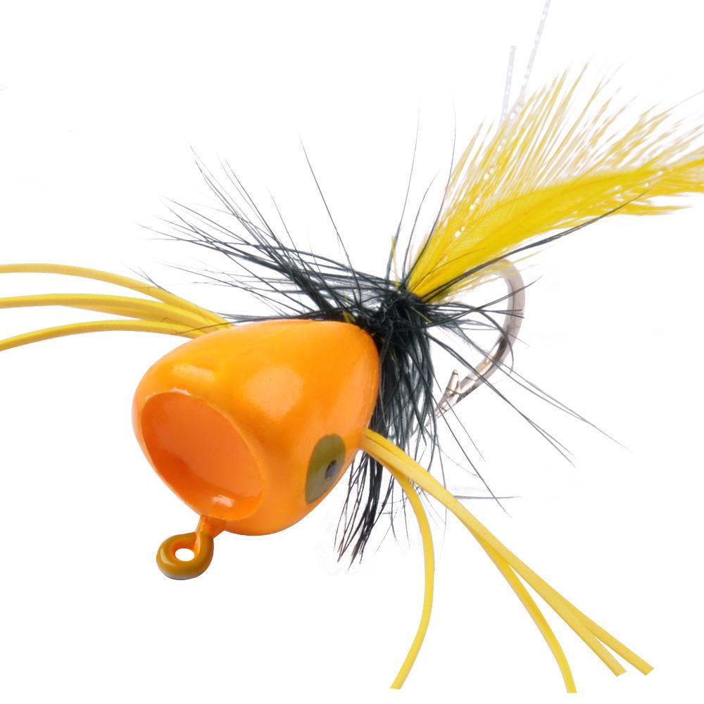 

10 шт. Попперы для нахлыстовой рыбалки, поверхностные приманки для ловли окуня, с джиг-головкой для ловли синежаберного окуня, окуня, форели, лосося, искусственная приманка-поппер