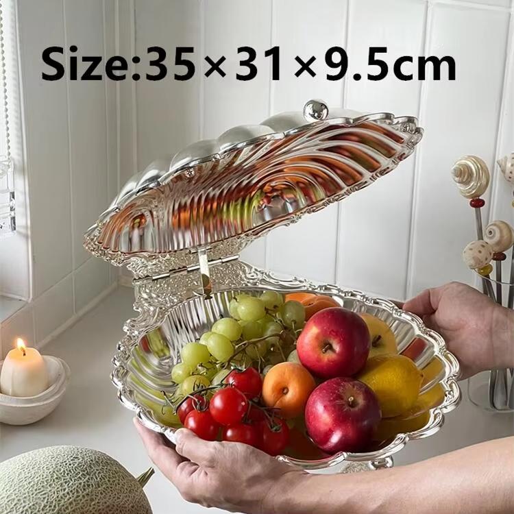 Large Capacity Shell Tray Ins Retro Flip Metal Storage Box Display Decoration Aromatherapy Candle Tray