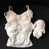 Sweet pure lace suspender vest women's summer new with chest pad bow lace girl beauty back top