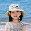 Children's hat Fresh striped sunscreen hat Girls outdoor outing visor hat with sunglasses strapped big eaves bucket hat
