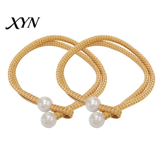 Easy Operate Curtain Fasteners 1 Pair Tiebacks for Drapes, Adjustable Rope Tie Backs, Faux Pearls Cord Buckle Holder Home Hotel Office Window Drapery