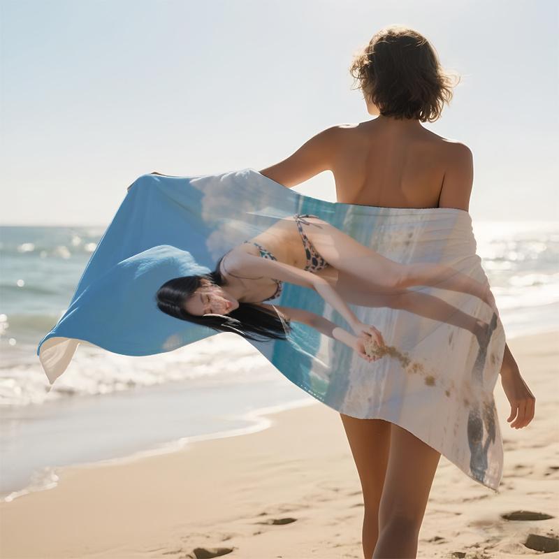 1PC Ultra-Soft Microfiber Beach Towel, Humorous Slogan Print, Quick-Dry Absorbent Sand-Free Towel for Swimming Yoga Camping Trav