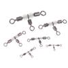 10Pieces Stainless Steel T-Turn 3 Way Fishing Connector Rolling Swivel Fishing Tackle Connector Luminous Beads Attract Fish