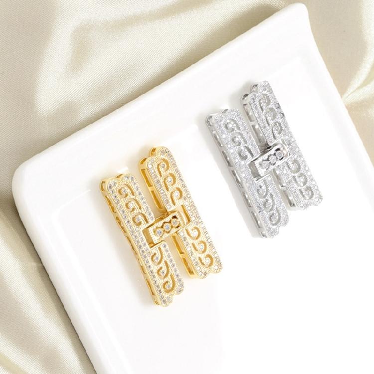 Sturdy Brass Zirconia Rectangle Bracelet and Necklace Clasp for Sophisticated Fashion Accessories Craft Supplies