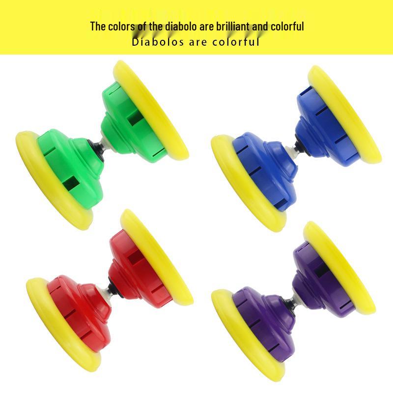 Large Leather Diabolo with Crystal-Clear Double-Head, Soft Rubber, and Triple Bearings for All Ages