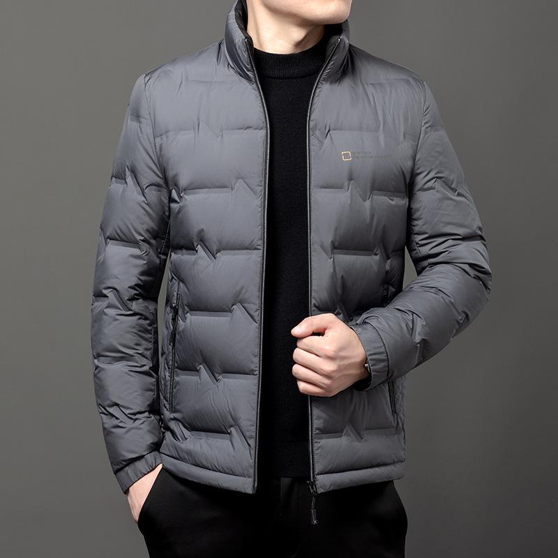 Men's Lightweight Duck Down Jacket - Stand Collar, Winter Warm, Ideal for Business & Casual Wear