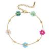 Elegant Crystal Flower O-Bead Chain Bracelet Necklace In Stainless Steel