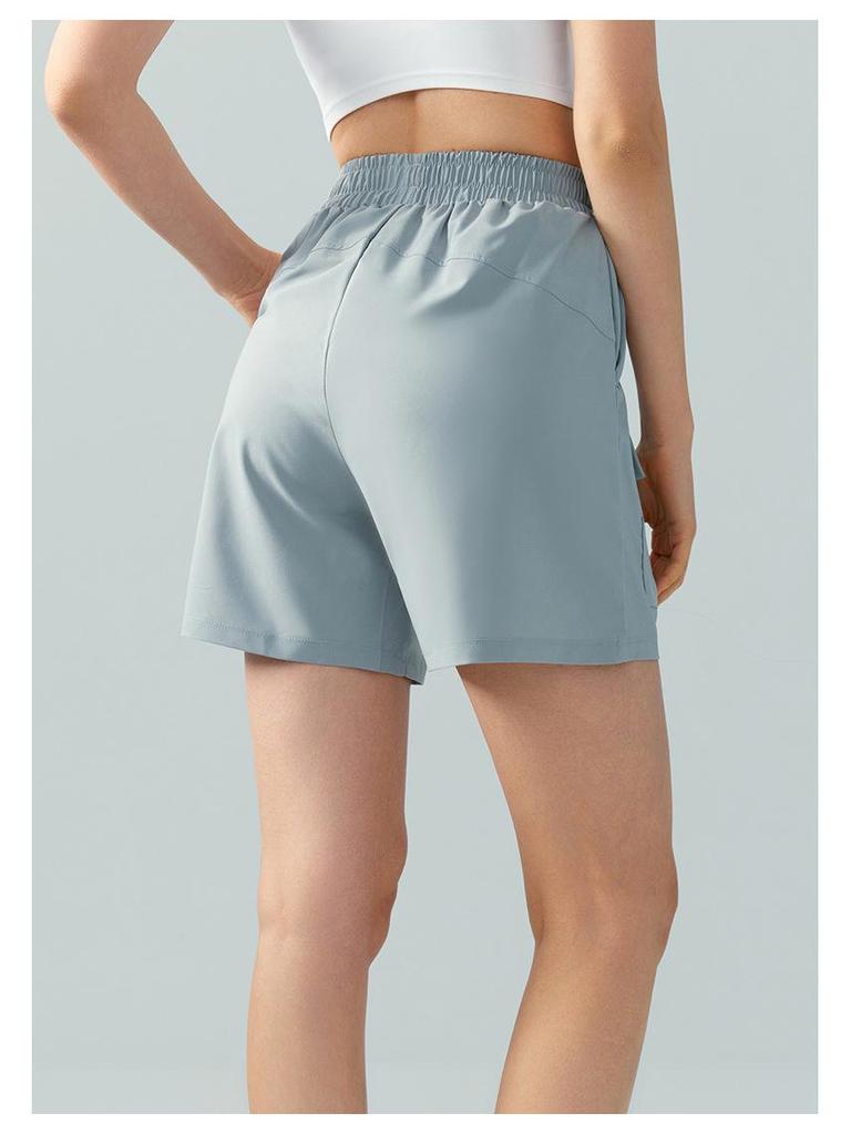 Women's High-Waist Loose-Fit Sports Shorts: European & American Style, Elastic, Wide-Leg, Hip-Lifting, 4-Inch