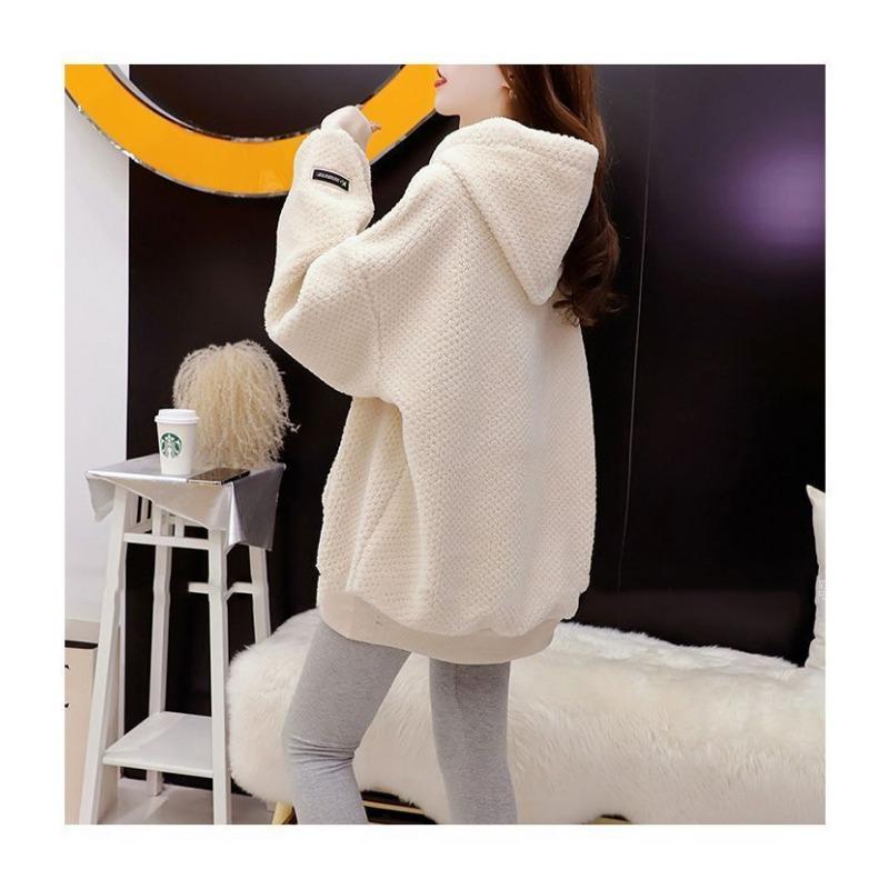 Hooded Sweatshirt for Women In Autumn Winter Velvet Thickening Korean Version Fashionable and Versatile Long-sleeved Top