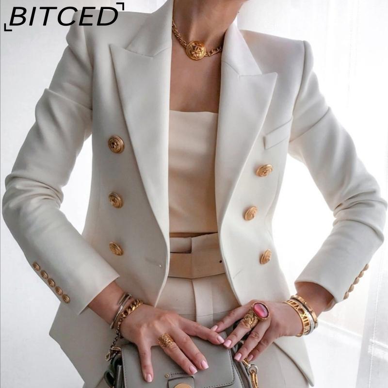 BITCED Women's Fall/Winter Solid-Color Fashionable Casual Blazer Jacket