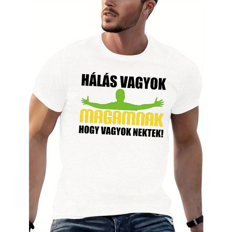 Европейский размер Веселая мужская футболка с коротким рукавом Венгрия Летняя футболка Топ S