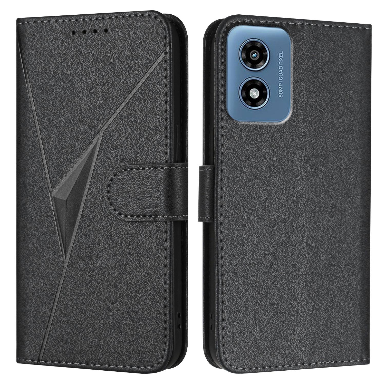 

YX0090 Для Motorola Moto G Play (2024) Чехол для телефона 4G с треугольным тиснением из кожи с ремешком D