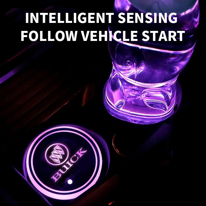 1/2Pcs 7 Color LED Car Cup Holder Light Luminous Coaster Water Cup Pad For Buick Envision LaCrosse 2017-2019 ENCORE Accessories