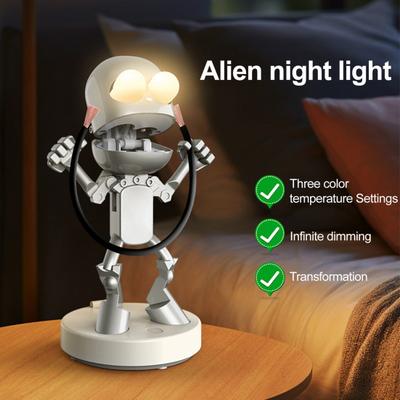 LED Night Light Cute Cartoon Robot Desk Lamp Dimmable Flicker Free USB Rechargeable Bedside Lamp Bedroom Decor