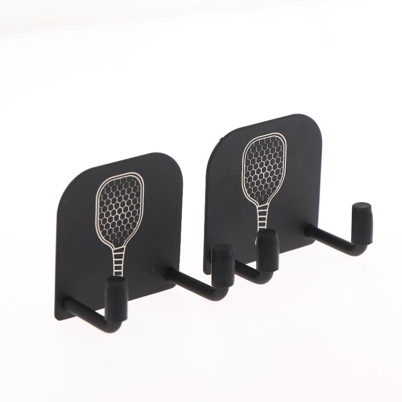 2 Stück Universeller Pickleballschlägerhalter Wandmontierter Schlägerständer Edelstahl Wandhaken Badminton-Schlägerhalter