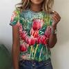 3D Printed Flower Plants T Shirt For Women Exquisite Graphic Short Sleeves Summer Street O-Neck Tees Tops Loose T-Shirts