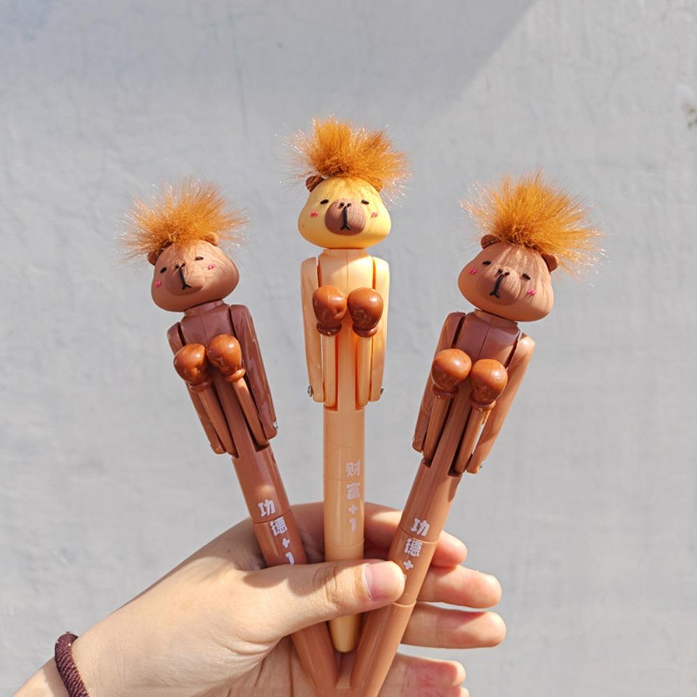 

Cartoon Interactive Ballpoint Pen Capybara Writing Boxing Pen Hair-fried Boxing Pen Student