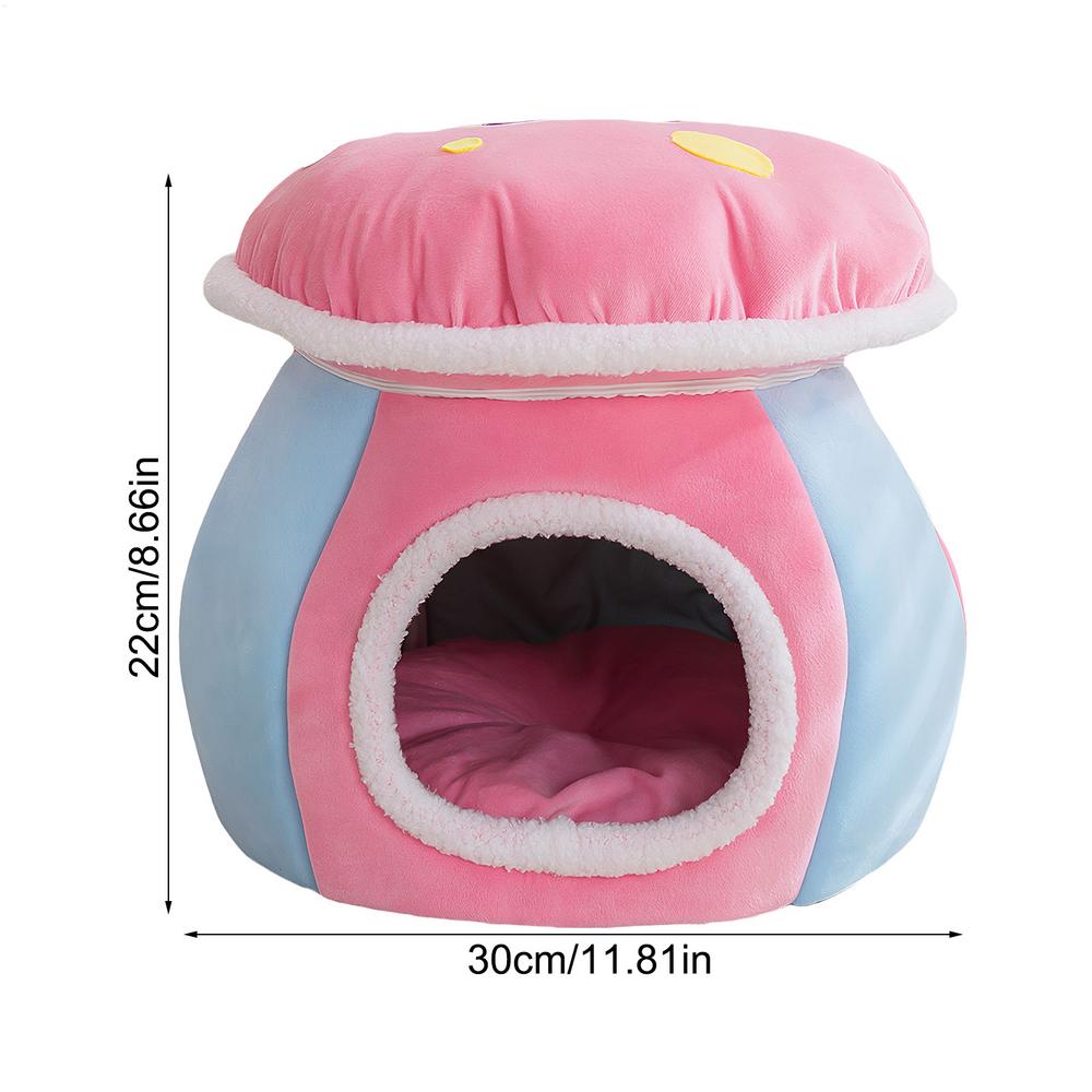 Cat Cave Mushroom Shape Warm Sleeping Dog Nest Indoor Cat House For Puppy Animal Indoor Living Room Bedroom Balcony Apartment