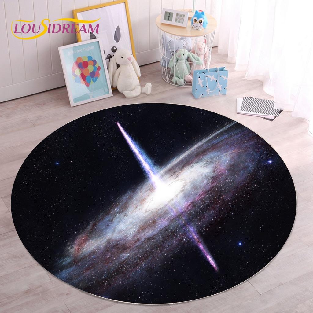 HD Galaxy Universe Space Stars Runder Teppich, Teppich für Wohnzimmer, Kinderzimmer, Sofa, Spielzimmer, Dekoration, rutschfeste Bodenmatte