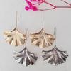 ZA Vintage Ginkgo Leaf Long Earrings with Gold Alloy Hooks