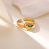 Devil's Eye Ringstainless Steel Rings Women Green Zircon Golden Anti Fading Open Ring Wedding Jewelry Vacation Accessories Gifts