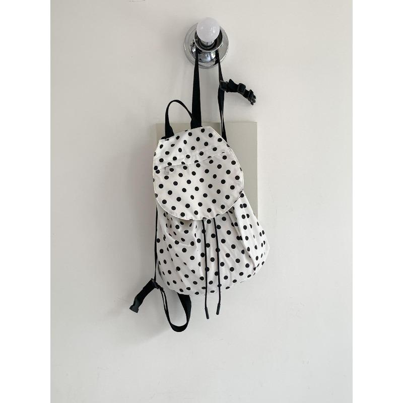 

Новый рюкзак в горошек, женский трендовый повседневный рюкзак для работы и учебы, большой вместимости, с откидным клапаном, хлопковый рюкзак белый