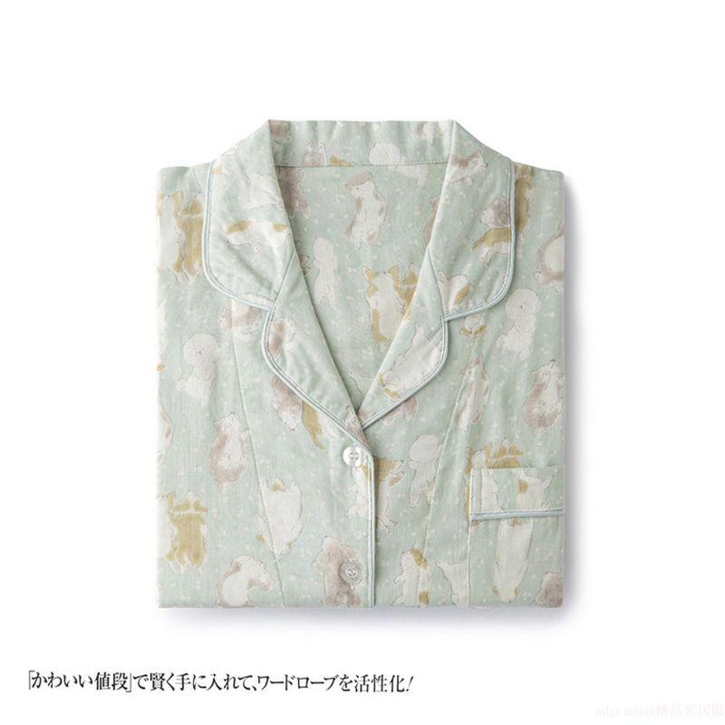 

Short Leg Puppy Print ~ Class A Cotton Pajamas Women Summer Thin High Cotton Yarn Short sleeve Pajamas Cotton Home Wear Milk-to-green short-sleeve shorts XL