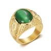 Vintage Classic Gold Color Stainless Steel Rings for Men Women Fashion Green/Black Stone Ring Biker Solid Finger Jewelry Gift