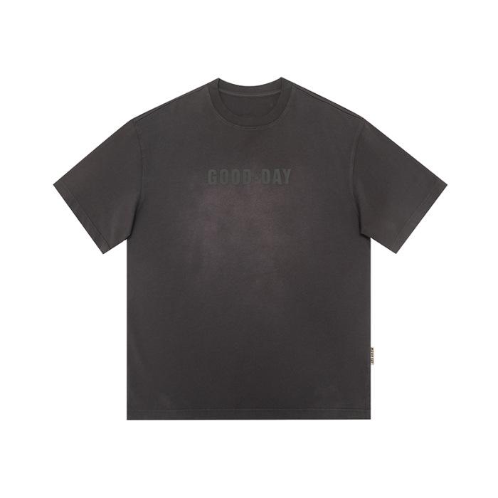 

Новая летняя футболка из плотного хлопка с коротким рукавом, мужская, свободного кроя, большого размера, повседневная футболка 3XL чёрный