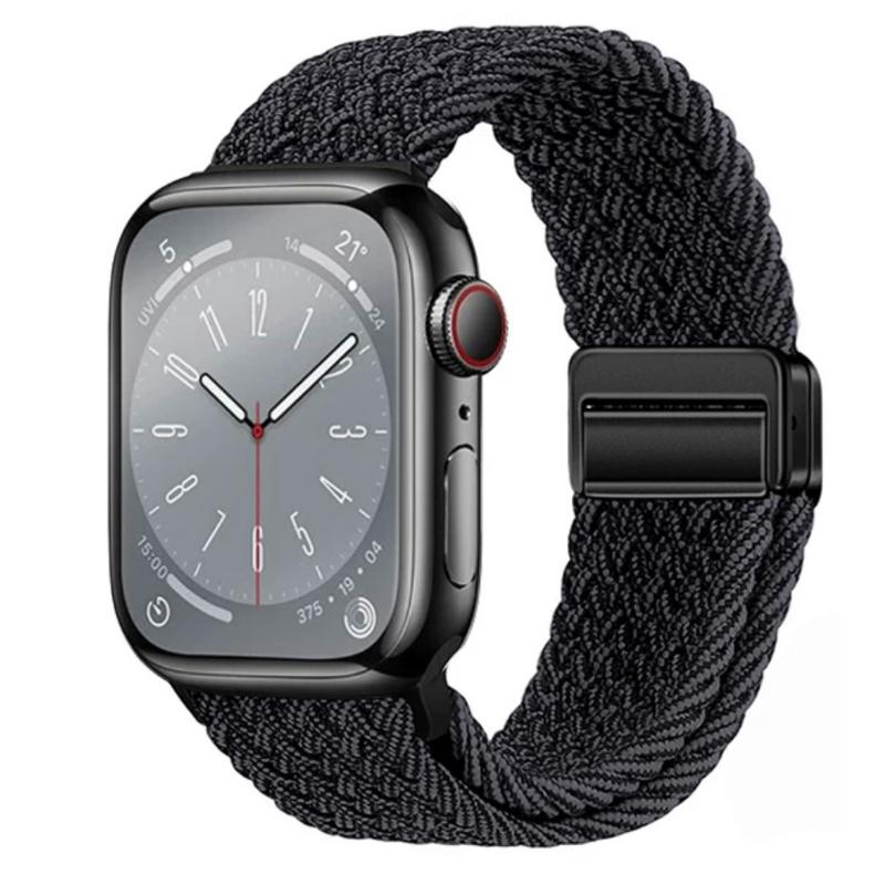 Geflochtenes Solo Loop-Armband aus Nylon für Apple Watch Band Ultra2 49 mm 9 8 7 41 mm Metall-Magnetarmband 45 mm 6 5 4 SE 44 mm verstellbarer elastischer iWatch-Gurt
