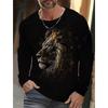 Fashion Lion Graphic 3D Full Print Îmbrăcăminte Vintage Bărbați Tricou cu mânecă lungă pentru bărbați Casual Top Fashion Trackwear Lion Animal