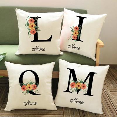 Bedroom Party Decoration Housewarming Birthday Gift Name Flower Alphabet Pillowcase  Room Soft