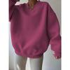 Elegant Fleece Top Women Pullover Regular Crew Neck Loose Fit Sweatshirt Casual Velvet Hoodie
