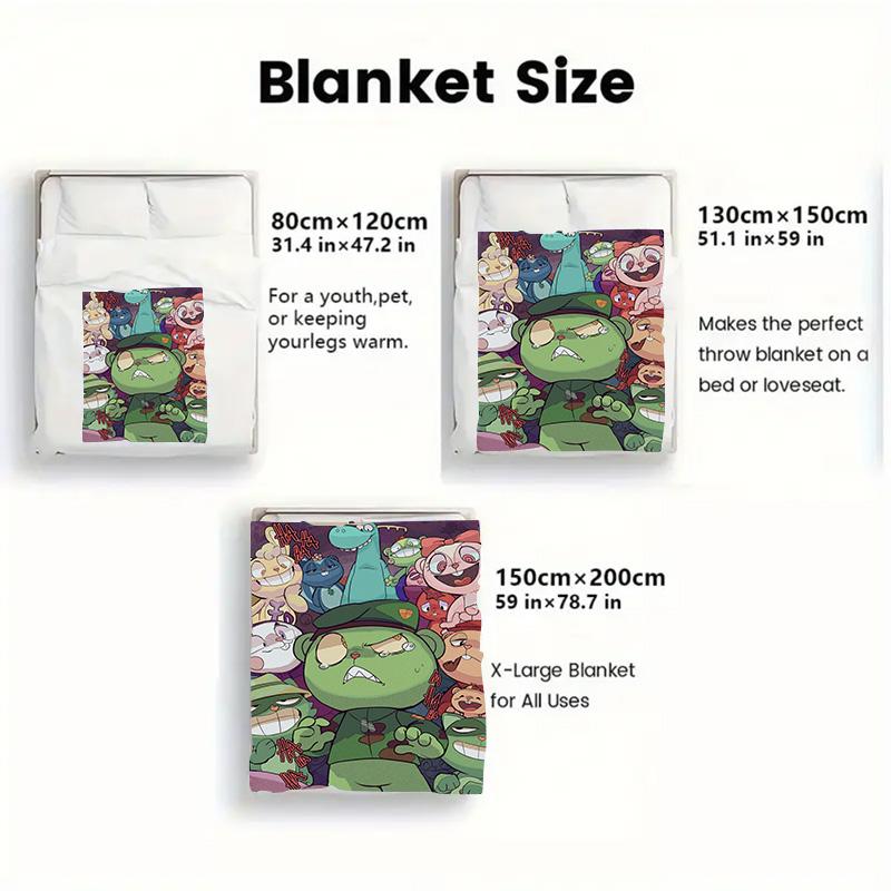 Happy Tree Friends 2D Flat Pattern Flannel Blanket High Quality All Seasons Warmth and Comfort Perfect for Christmas Gifts.PMT0914416