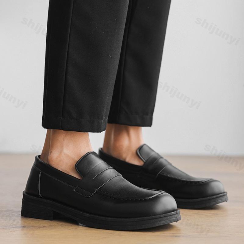 Fashion Retro Business Casual Shallow Mouth Thick Soled Shoes for Men 2025 Autumn New Comfortable Versatile British Style Loafers Shoes