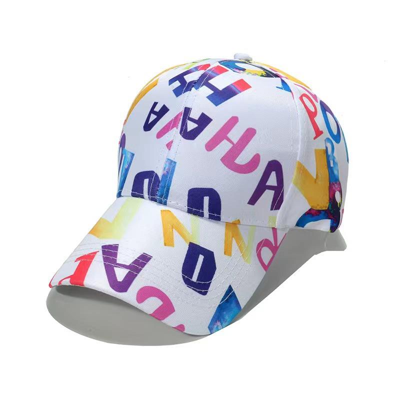 Unisex Sommer Baseballkappe Buchstabendruck Hip Hop Koreanisches Graffiti Snapback Sonnenhut für Streetdance Lässige Party K-Pop Stil