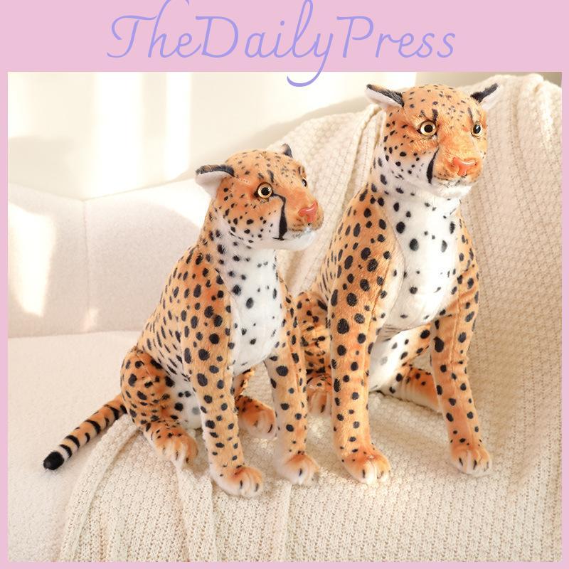 Realistic Leopard Plush Toy Soft Stuffed Cheetah Doll For Kids And Collectors