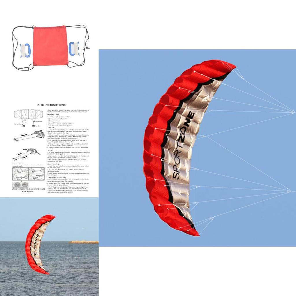 2,5m Dvoušňový padák parafoilový kaskadérský sport plážové venkovní hračky červený drak s prémiovou kostkovanou látkou**