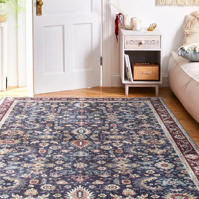 Light Luxury Vintage Living Room Carpet Coffee Tables Area Foot Mat Washable Kitchen Non-Slip Doormat Decoration Rug for Bedroom