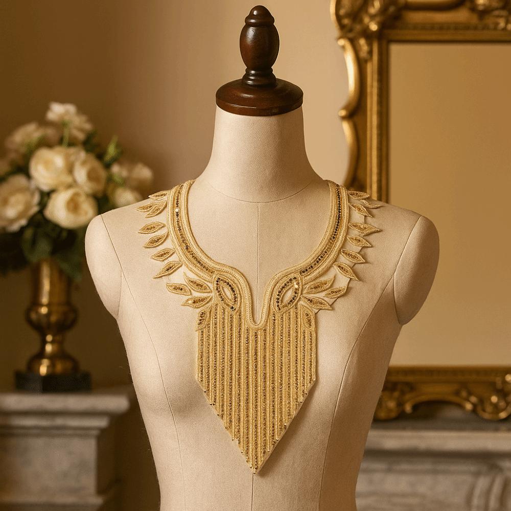 Apparel Accessories Luxury Beads Applique Fashion Delicate Applique Patches Elegant Handmade Embroidery Applique Evening Dress