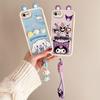 KEYSION Cute Ear 3D Cartoon Case for iPhone SE 2020 2022 with Bracelet Silicone Shockproof Phone Cover for iPhone 8 7 6s Plus