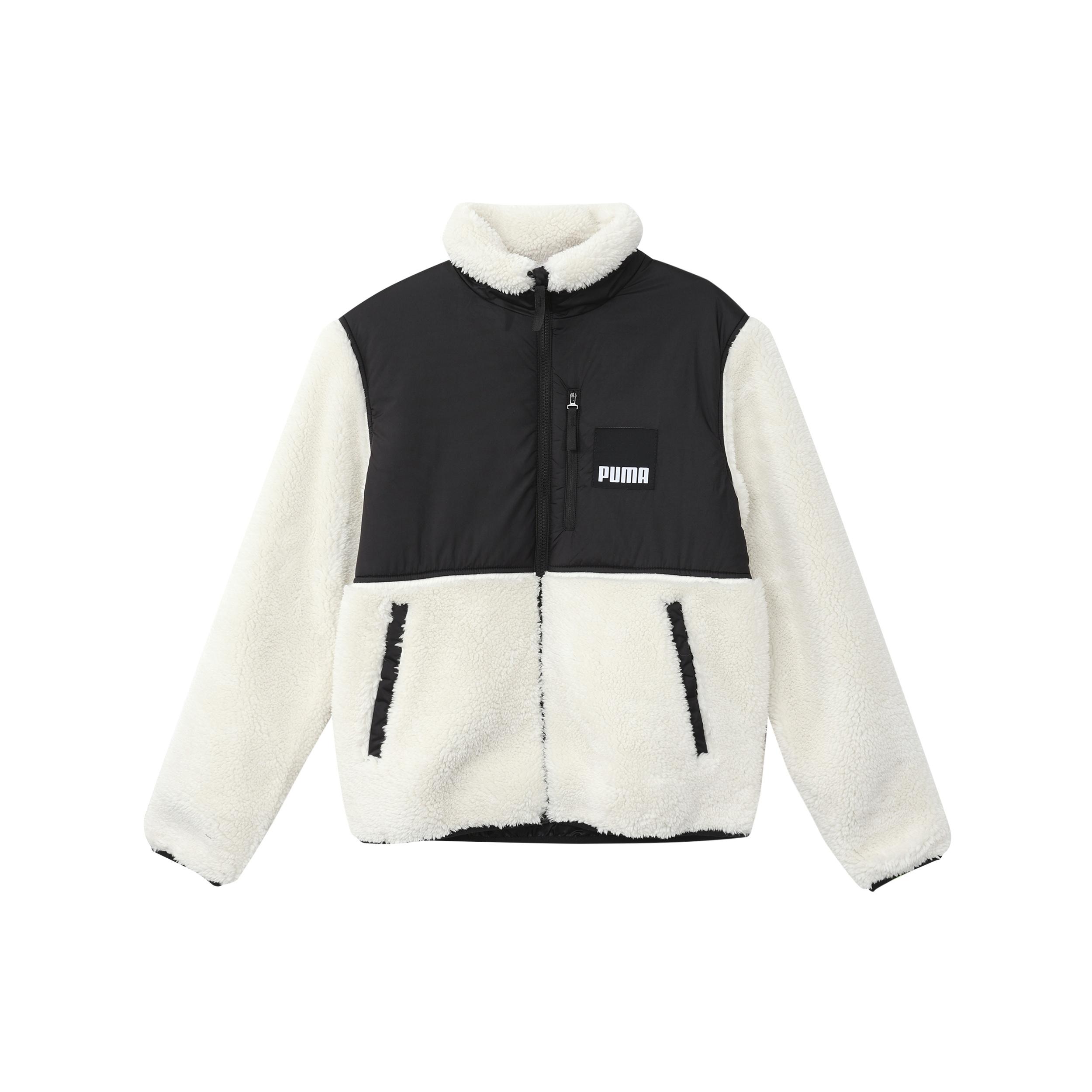 PUMA Sherpa Contrasting Colors Sports lamb s wool Stand Collar Logo Jacket White Men s 846325-73 L