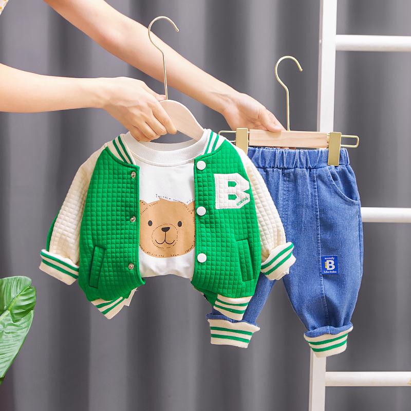 

Осенняя одежда для мальчиков в корейском стиле 2023 года: Красивый комплект из 3-х свитеров для детей маленького и среднего роста 90 cm