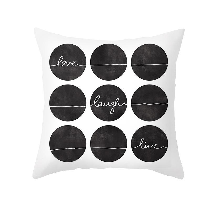 Neuer Kissenbezug Pfirsichhaut Schwarz-Weiß-Buchstabendruck Sofakissenbezug Büro-Kissenbezug