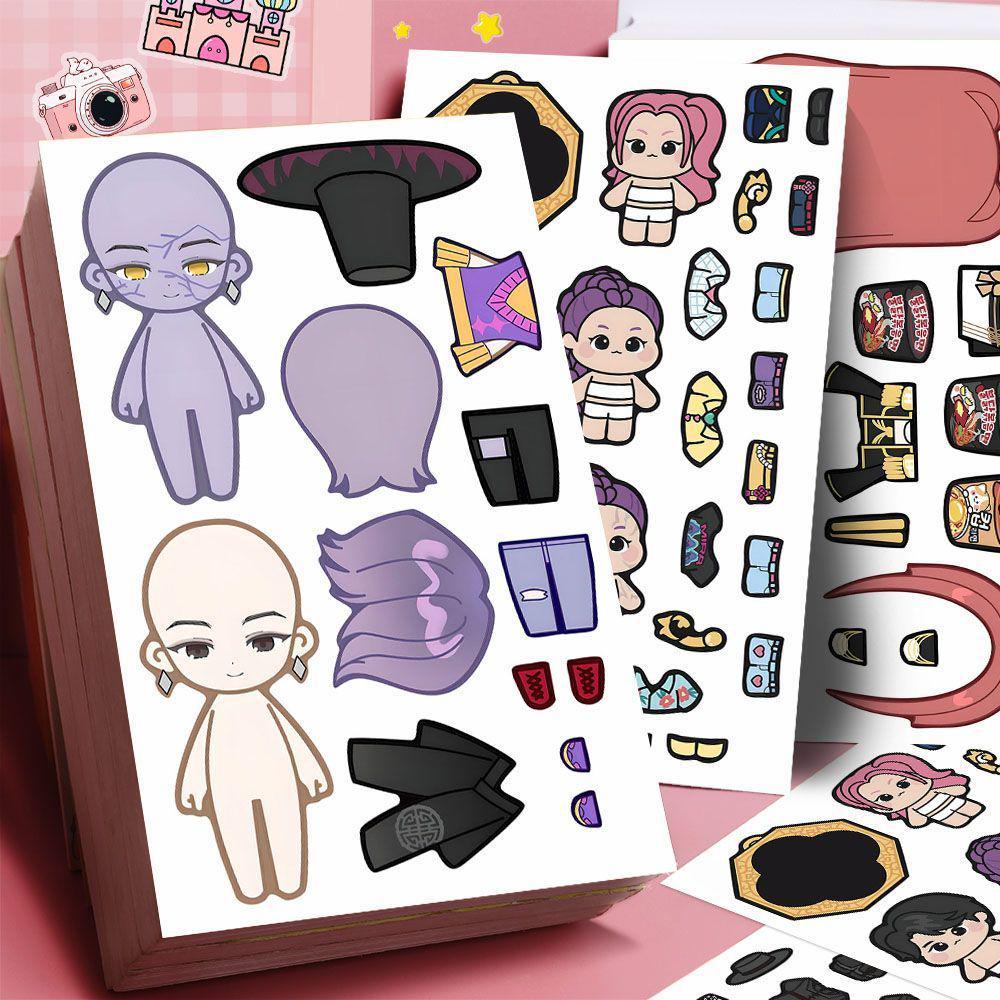 Korean Kpop Cute Dress-Up Stickers: 24 Large Sheets - Idol Witch Hunter Group, Handmade Decompression Stickers.