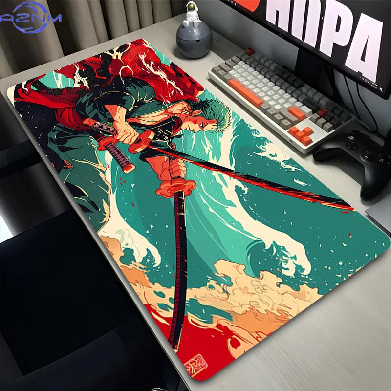Anime Mouse Pad Large Gaming Pc Computer Desk Mat One Piece Zoro Japanese Samurai Mousepad Keyboard Gamer Accessories Table Pad