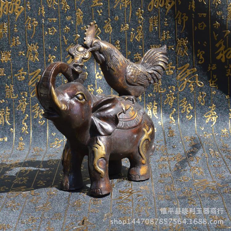 Auspicious ( and ) Ruyi Home Rooster Copper Elephant Ornament Metal Craft коричневый